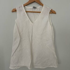 CP Shades White Linen V Neck Sleeveless Top